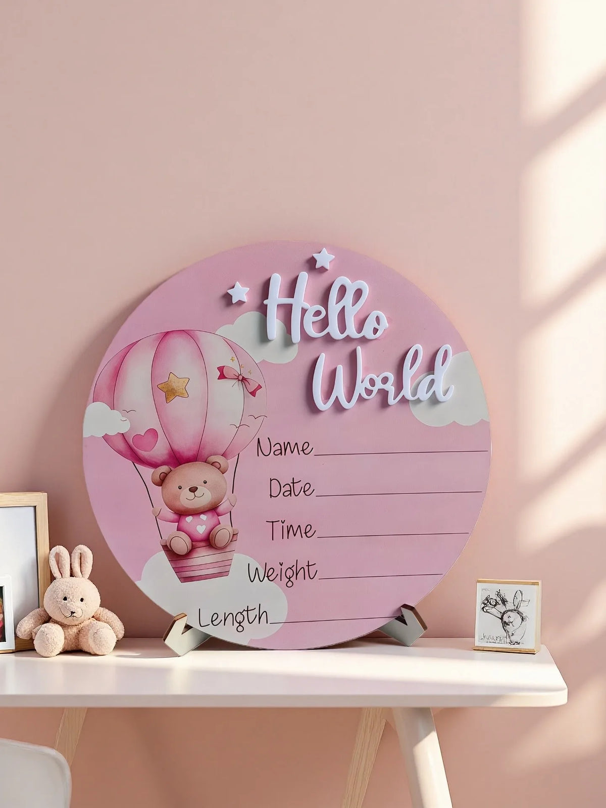 Baby Bear Hot Air Balloon Memorial Plaque Newborn Photography Prop Popular Gift for Expectant Mothers And New Families