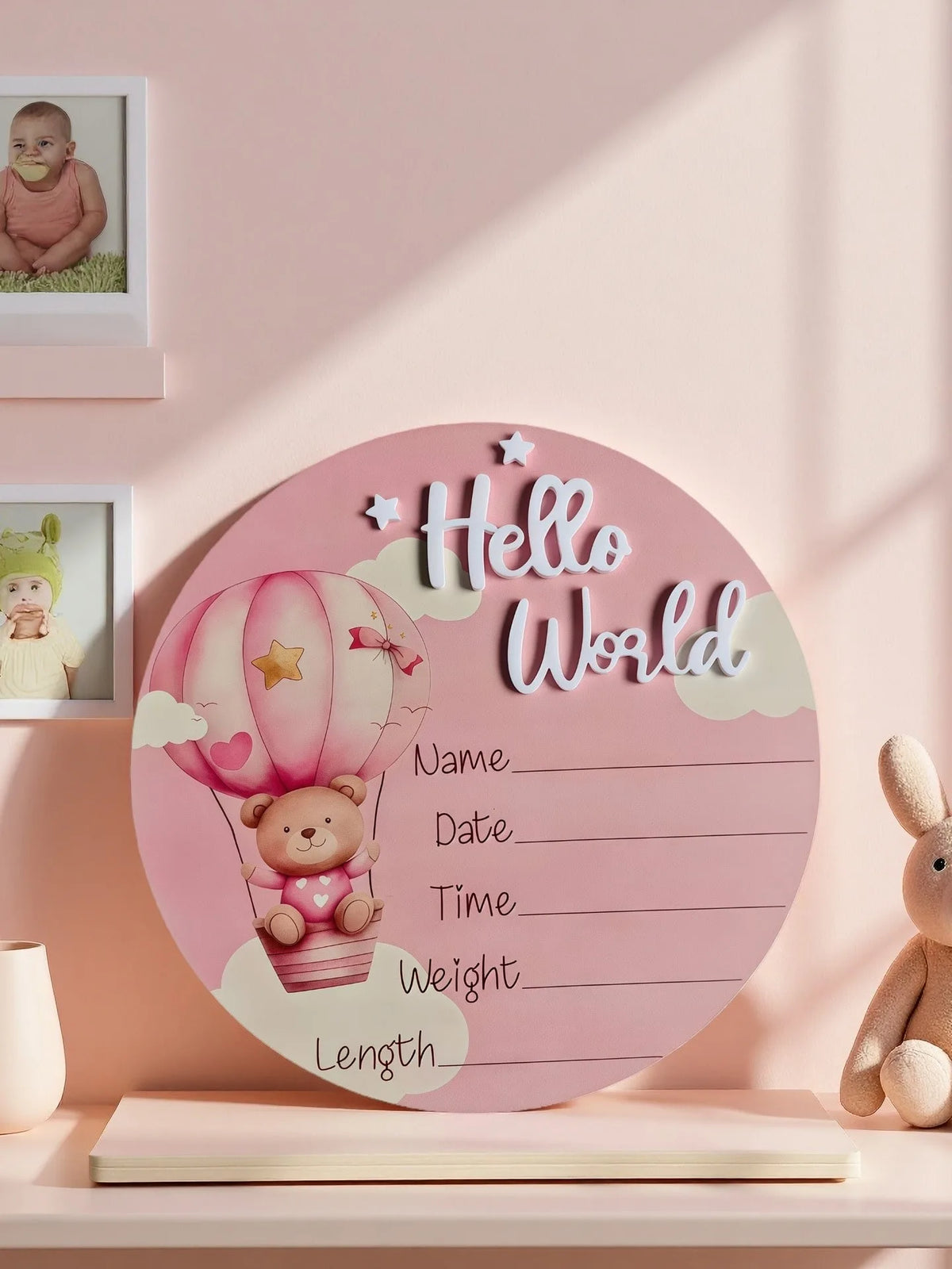 Baby Bear Hot Air Balloon Memorial Plaque Newborn Photography Prop Popular Gift for Expectant Mothers And New Families