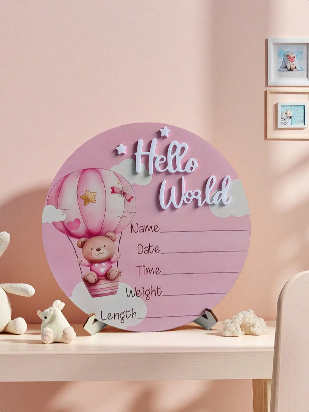 Baby Bear Hot Air Balloon Memorial Plaque Newborn Photography Prop Popular Gift for Expectant Mothers And New Families