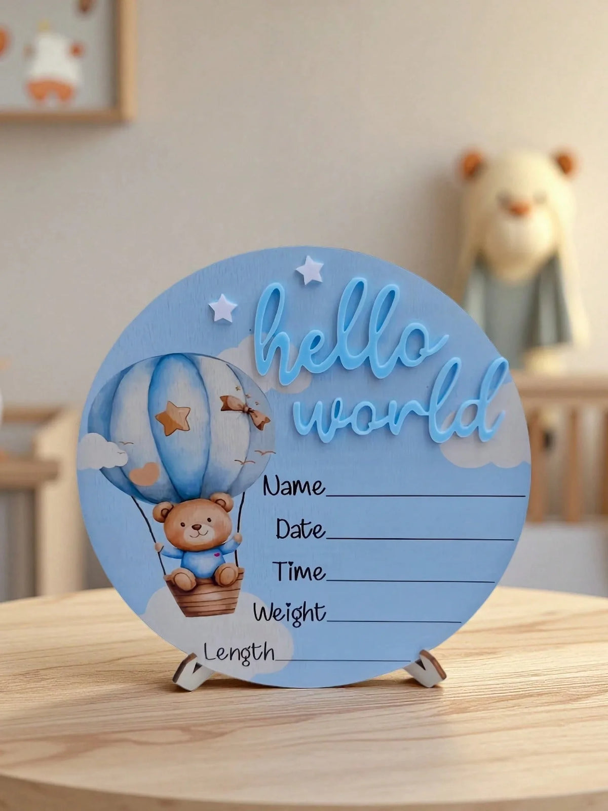 Baby Bear Hot Air Balloon Memorial Plaque Newborn Photography Prop Popular Gift for Expectant Mothers And New Families
