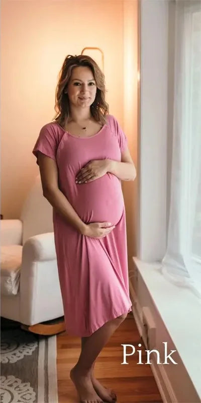 Postpartum Maternity Gown Multifunctional Delivery Gown Sleepwear Breastfeeding Gown Maternity Skirt