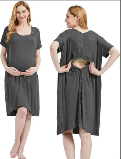 Postpartum Maternity Gown Multifunctional Delivery Gown Sleepwear Breastfeeding Gown Maternity Skirt