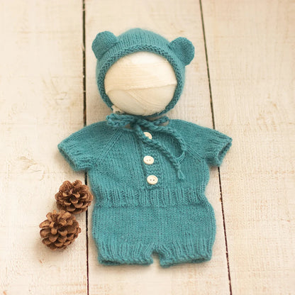 2026 Newborn Bear Romper Photography Props, Handmade Soft Bodysuit for Newborn Props