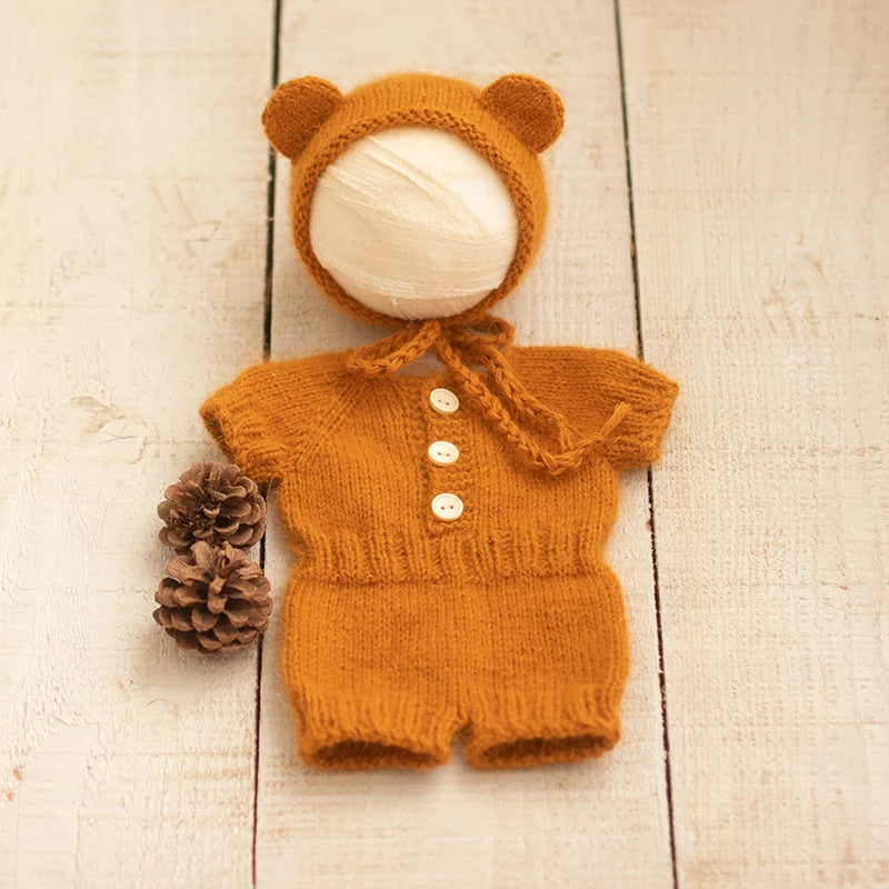 2026 Newborn Bear Romper Photography Props, Handmade Soft Bodysuit for Newborn Props