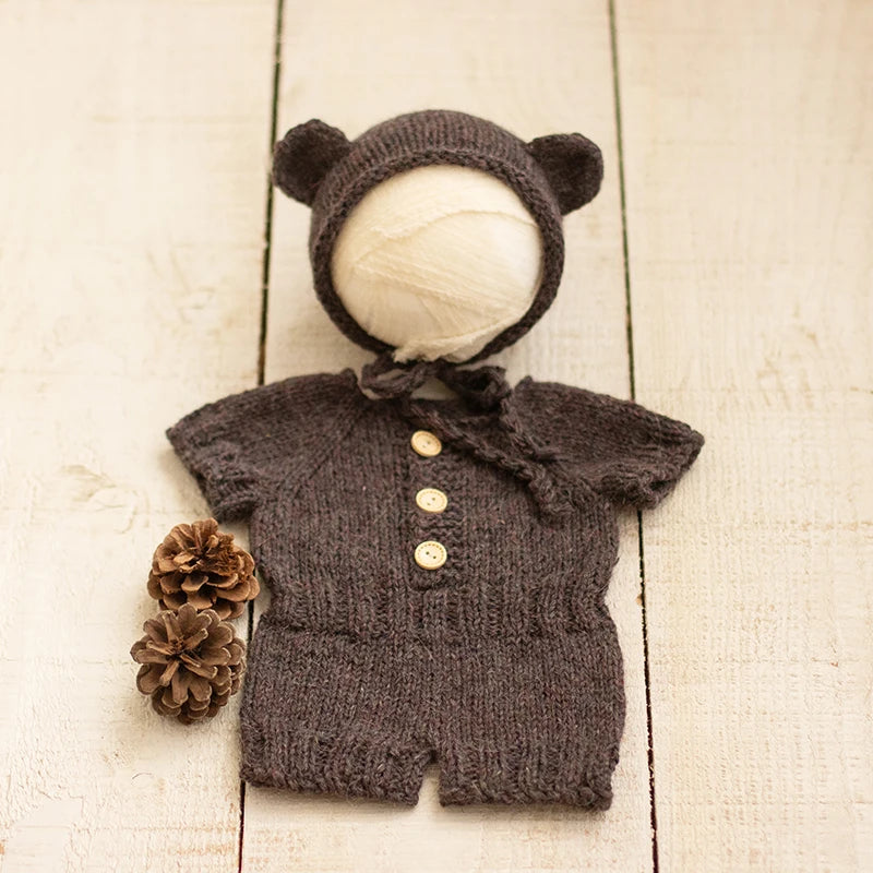2026 Newborn Bear Romper Photography Props, Handmade Soft Bodysuit for Newborn Props