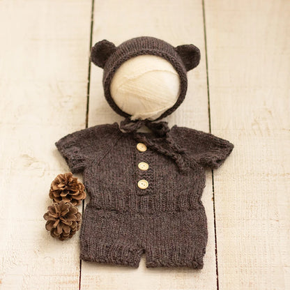 2026 Newborn Bear Romper Photography Props, Handmade Soft Bodysuit for Newborn Props