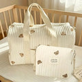 2-Piece Mommy & Baby Diaper Bag Set – Bear Embroidered Tote