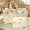 2-Piece Mommy & Baby Diaper Bag Set – Bear Embroidered Tote