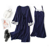 Maternity Robe & Nursing Nightgown – Lace Pregnancy Sleepwear Set