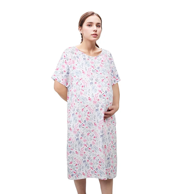 Postpartum Maternity Gown Multifunctional Delivery Gown Sleepwear Breastfeeding Gown Maternity Skirt