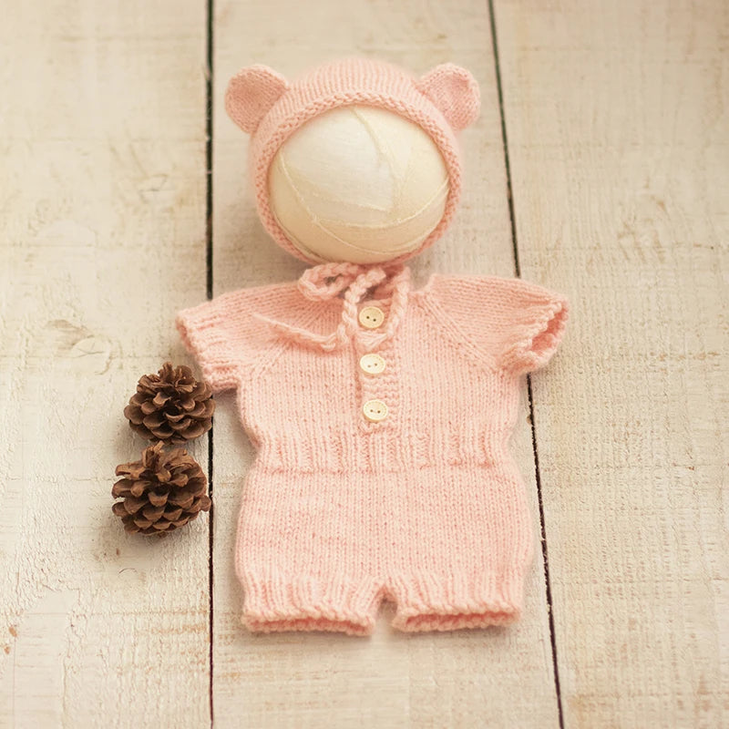 2026 Newborn Bear Romper Photography Props, Handmade Soft Bodysuit for Newborn Props