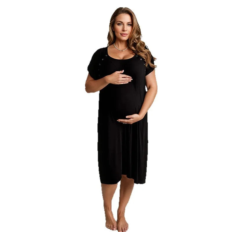 Postpartum Maternity Gown Multifunctional Delivery Gown Sleepwear Breastfeeding Gown Maternity Skirt