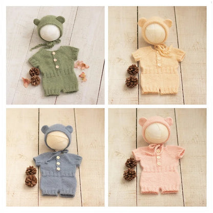 2026 Newborn Bear Romper Photography Props, Handmade Soft Bodysuit for Newborn Props