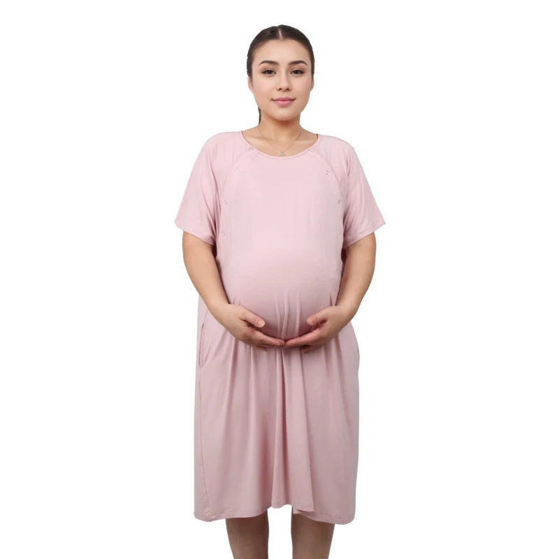 Postpartum Maternity Gown Multifunctional Delivery Gown Sleepwear Breastfeeding Gown Maternity Skirt