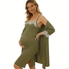 Maternity Robe & Nursing Nightgown – Lace Pregnancy Sleepwear Set