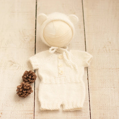 2026 Newborn Bear Romper Photography Props, Handmade Soft Bodysuit for Newborn Props